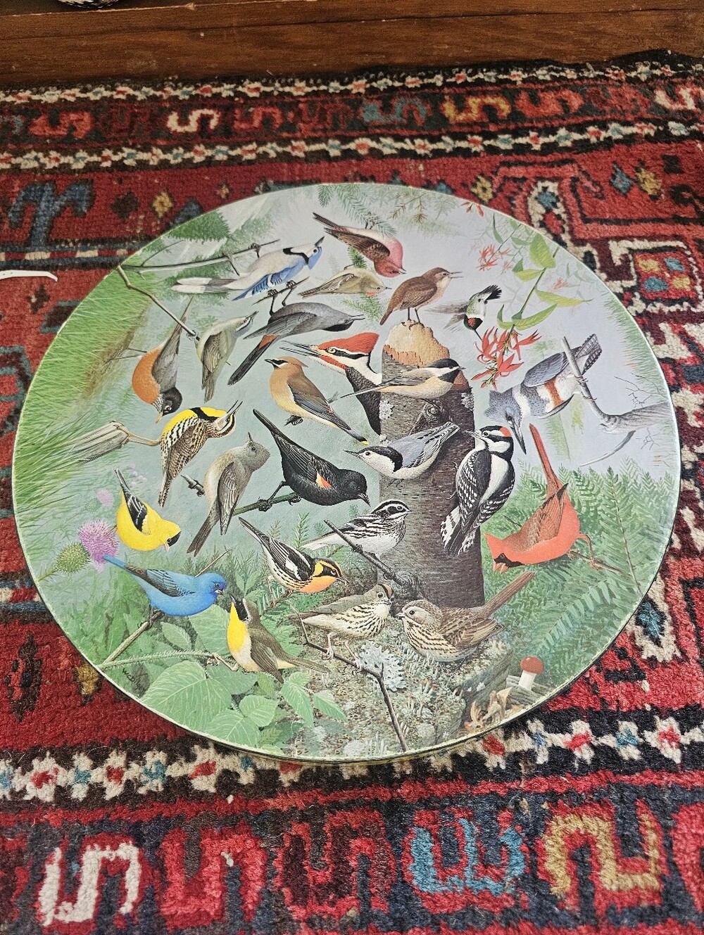 Vintage Springbok Familar Birds Circular Jigsaw Puzzle